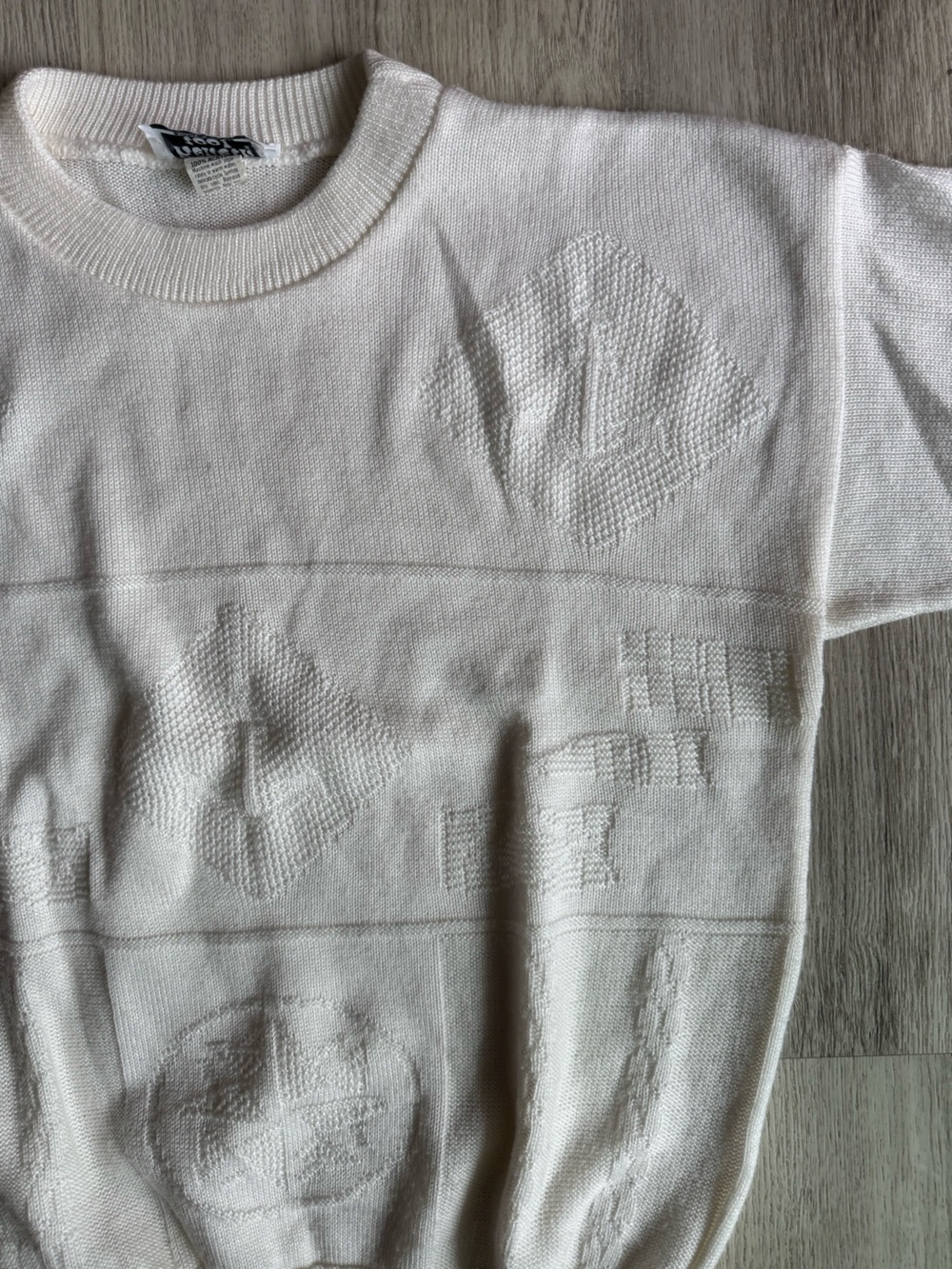 Vintage Keneth Too! White Ivory Nautical Anchor Short Sleeve Crewneck Sweater M
